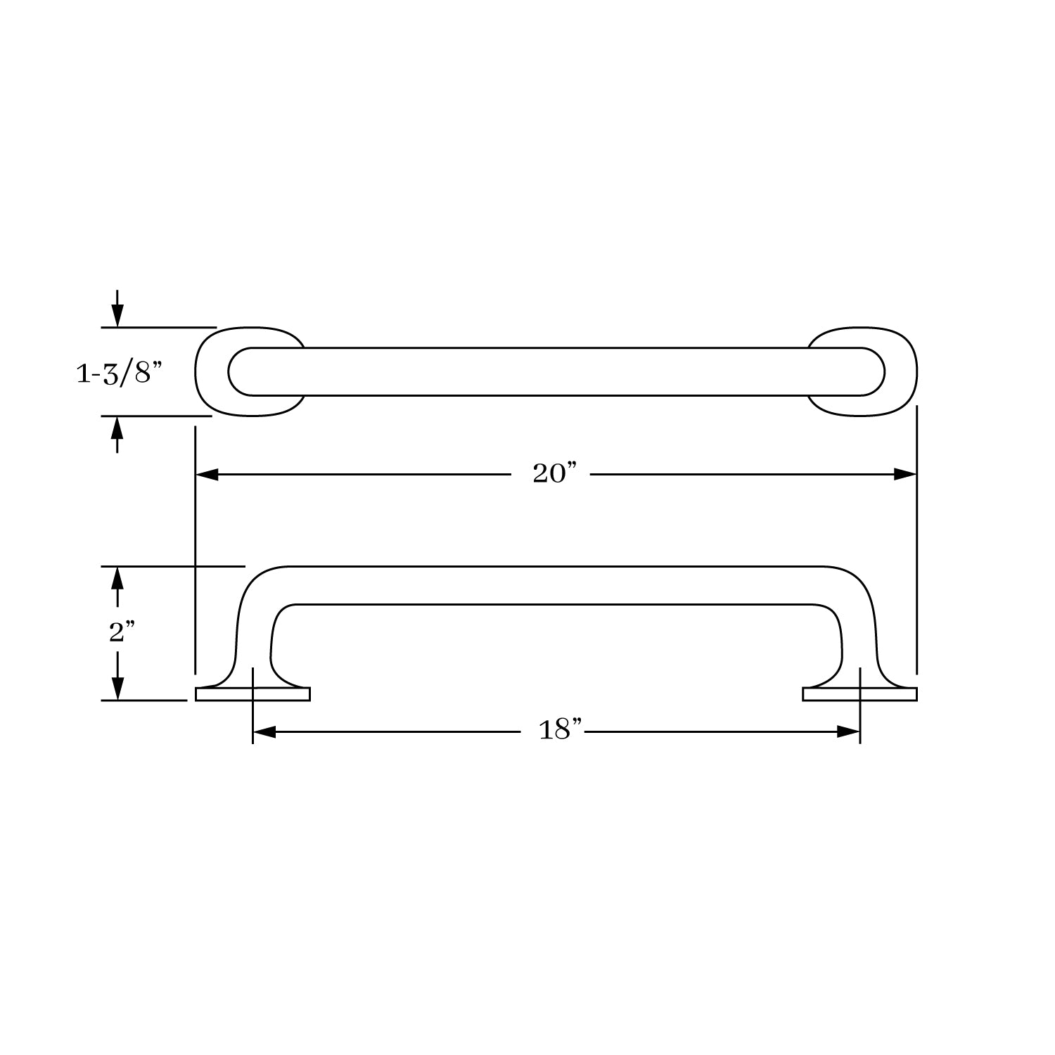 Elegant Classic Brass Cabinet and Door Pull from Montana Collection with 18 - inch Center - to - Center Measurement