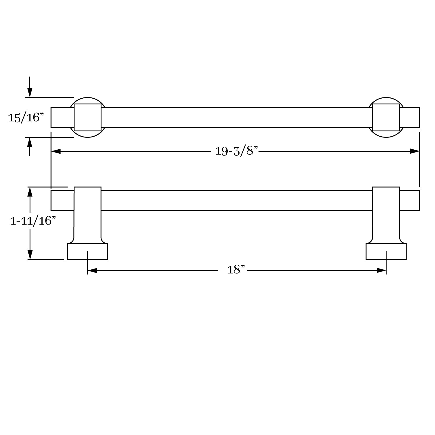 18-Inch Solid Brass Reverie 1/2 Grip Pull for Elegant Doors