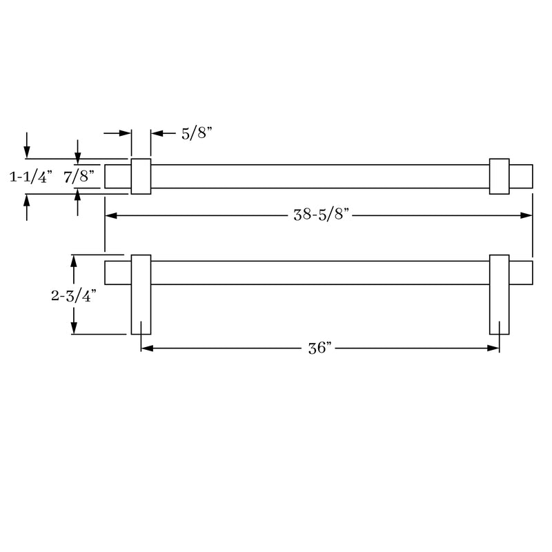Classic Solid Brass Aspen 36-Inch Kitchen Appliance Pull for Refrigerators, Ovens, and Dishwashers