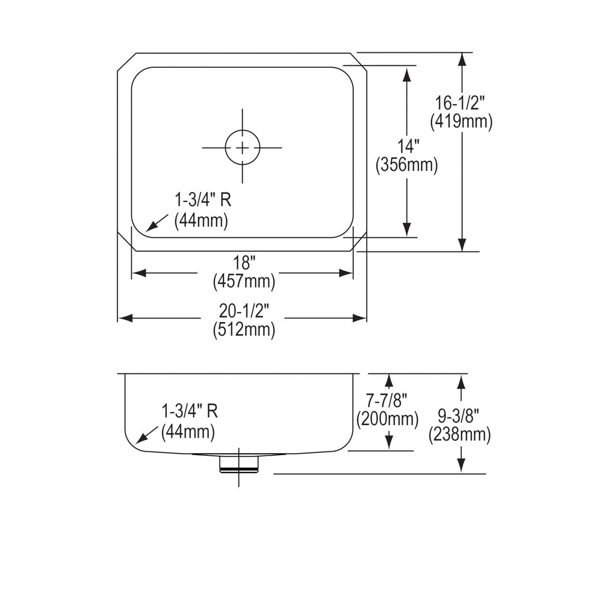 Elkay Lustertone Classic Undermount Single Bowl Sink 20-1/2x16-1/2x7-7/8 with Perfect Drain