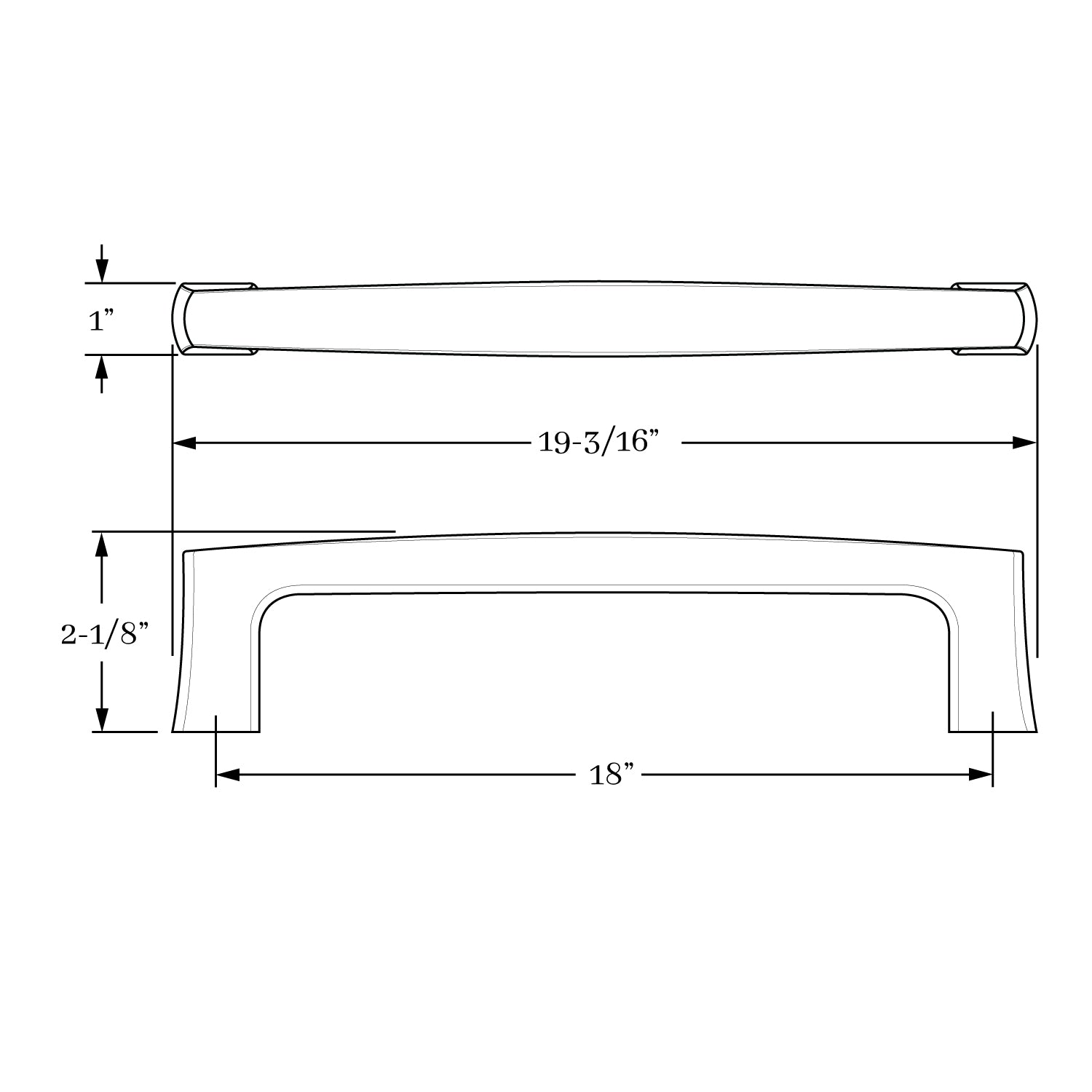 Elegant Solid Brass Park Lane 18-Inch Center-to-Center Appliance Pull