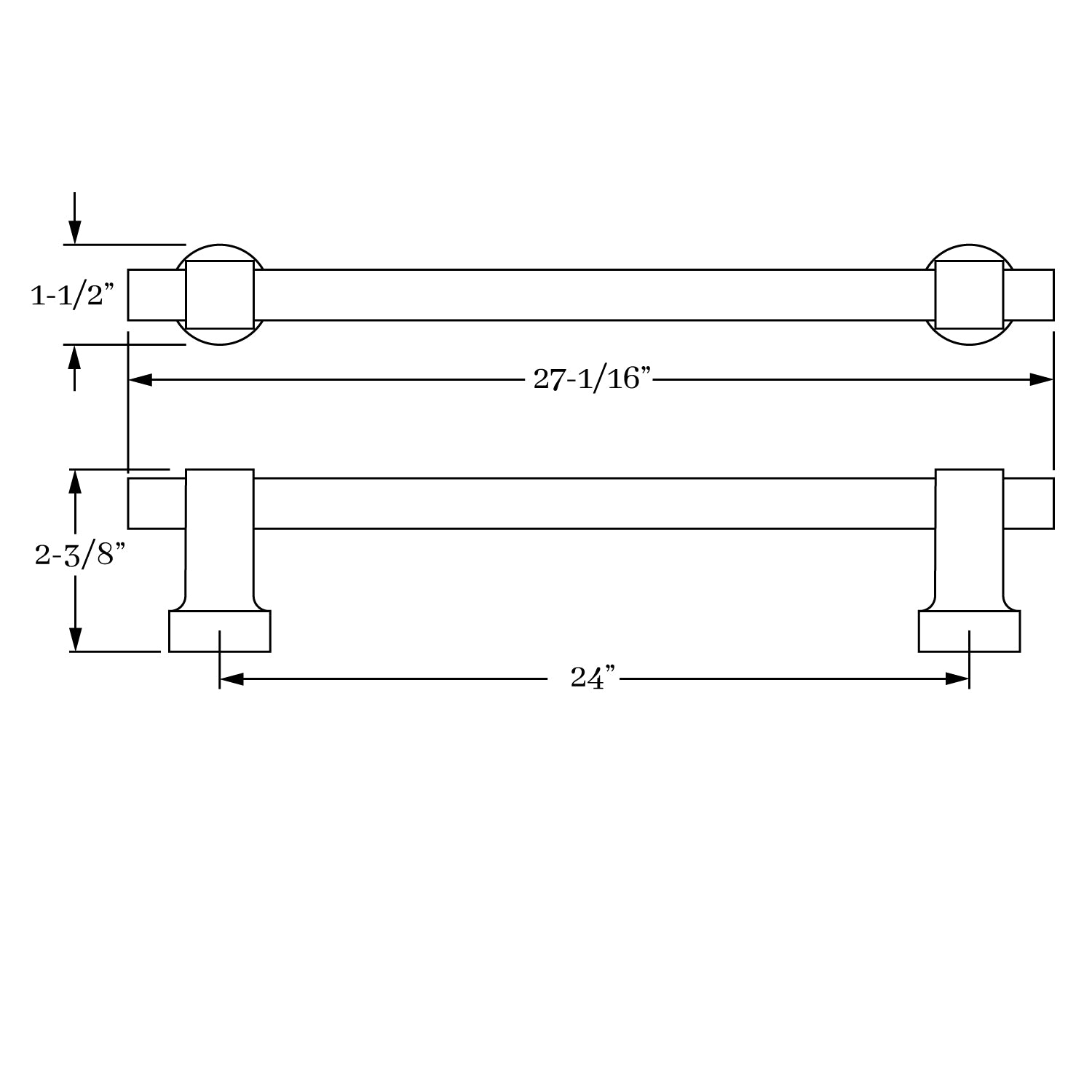 Timeless Solid Brass 24-Inch Reverie Appliance Pull for Kitchen and Cabinetry
