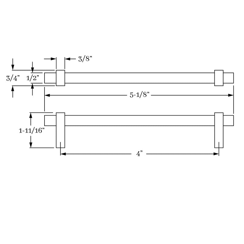 Premium Solid Brass Aspen 4-Inch Pull Grip with 1/2-Inch Diameter