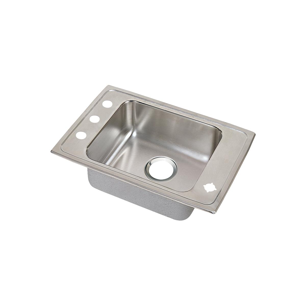 Elkay Lustertone Classic Single Bowl Drop - in Classroom ADA Sink with Quick - clip, Measuring 25 Inches by 17 Inches by 4 Inches and Featuring 2LM - Hole Design