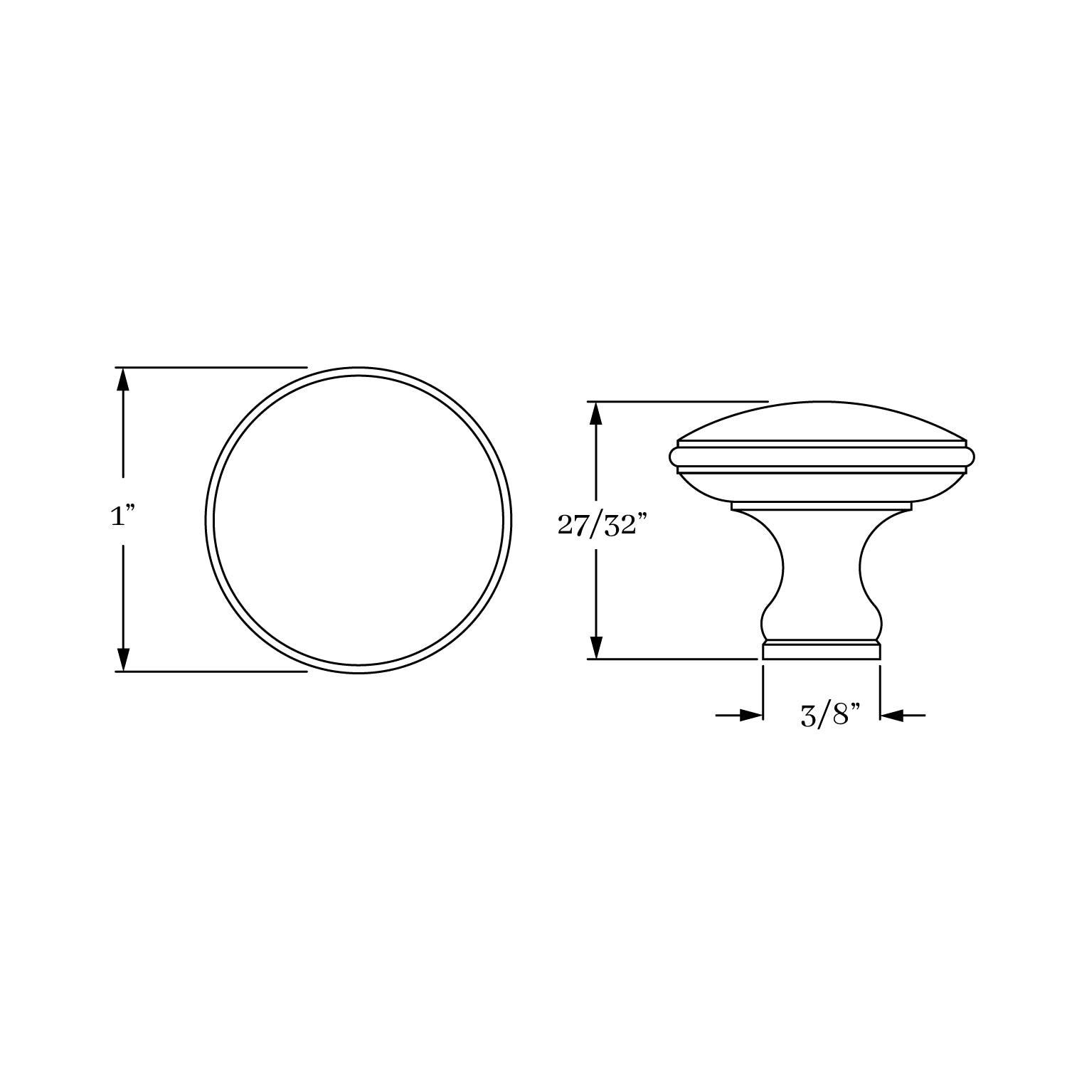 Classic Solid Brass Chautauqua Single Knob for Cabinets and Drawers