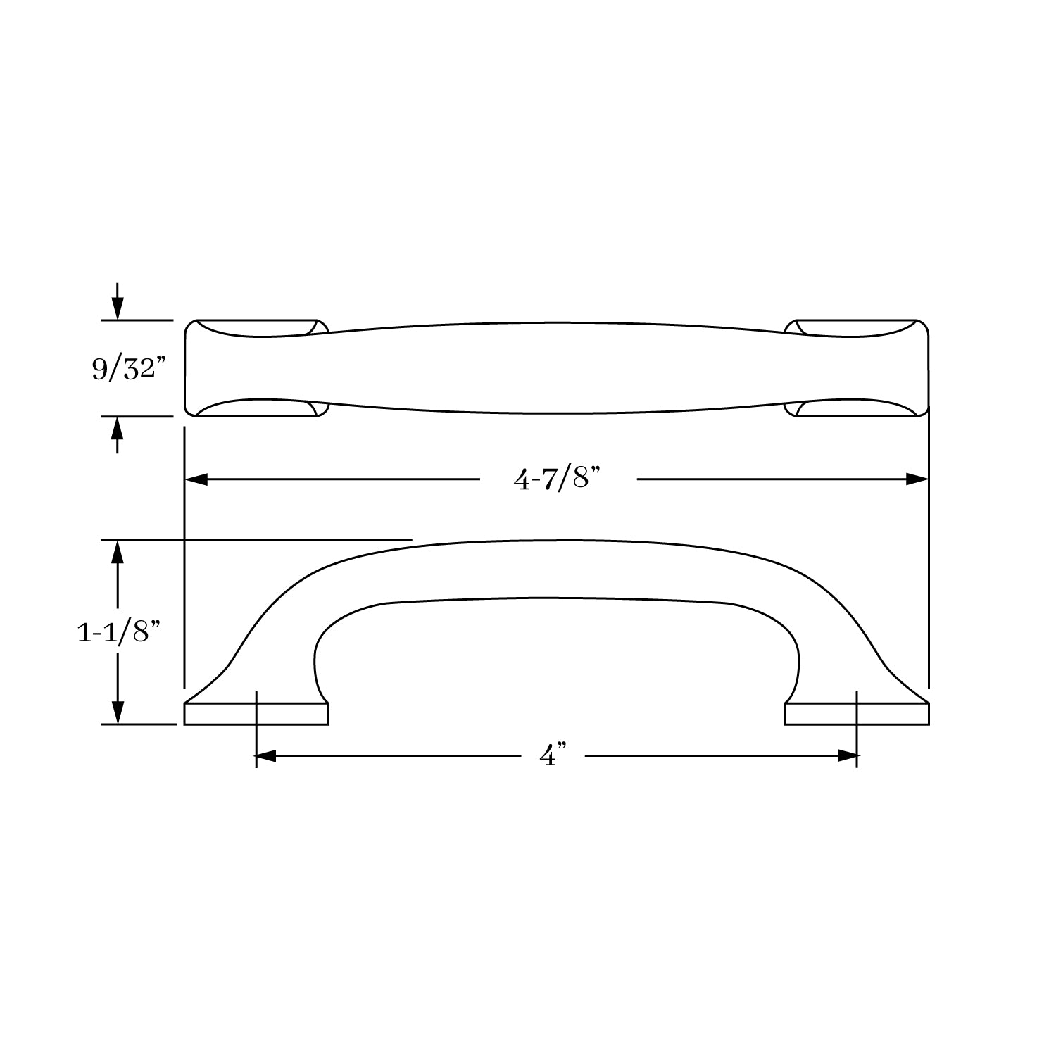 Classic Brass Arts and Crafts Style 4-Inch Center-to-Center Cabinet and Drawer Pull