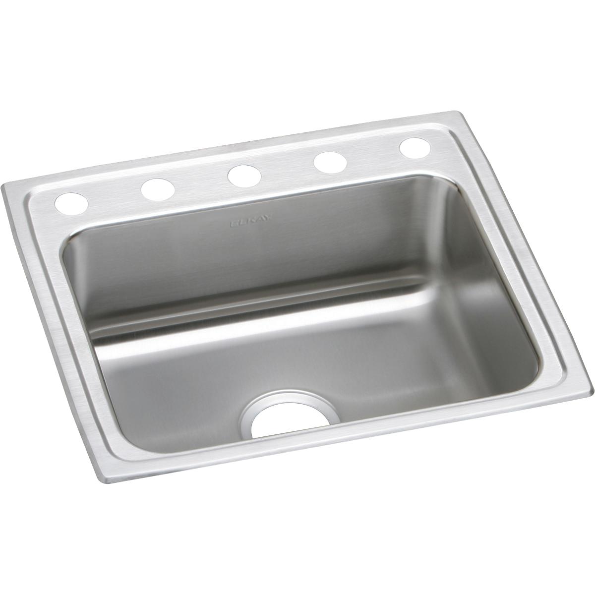 Elkay Lustertone Classic Single Bowl Drop - in Stainless Steel Kitchen Sink, Dimensions: 22 x 19 - 1/2 x 7 - 5/8 Inches