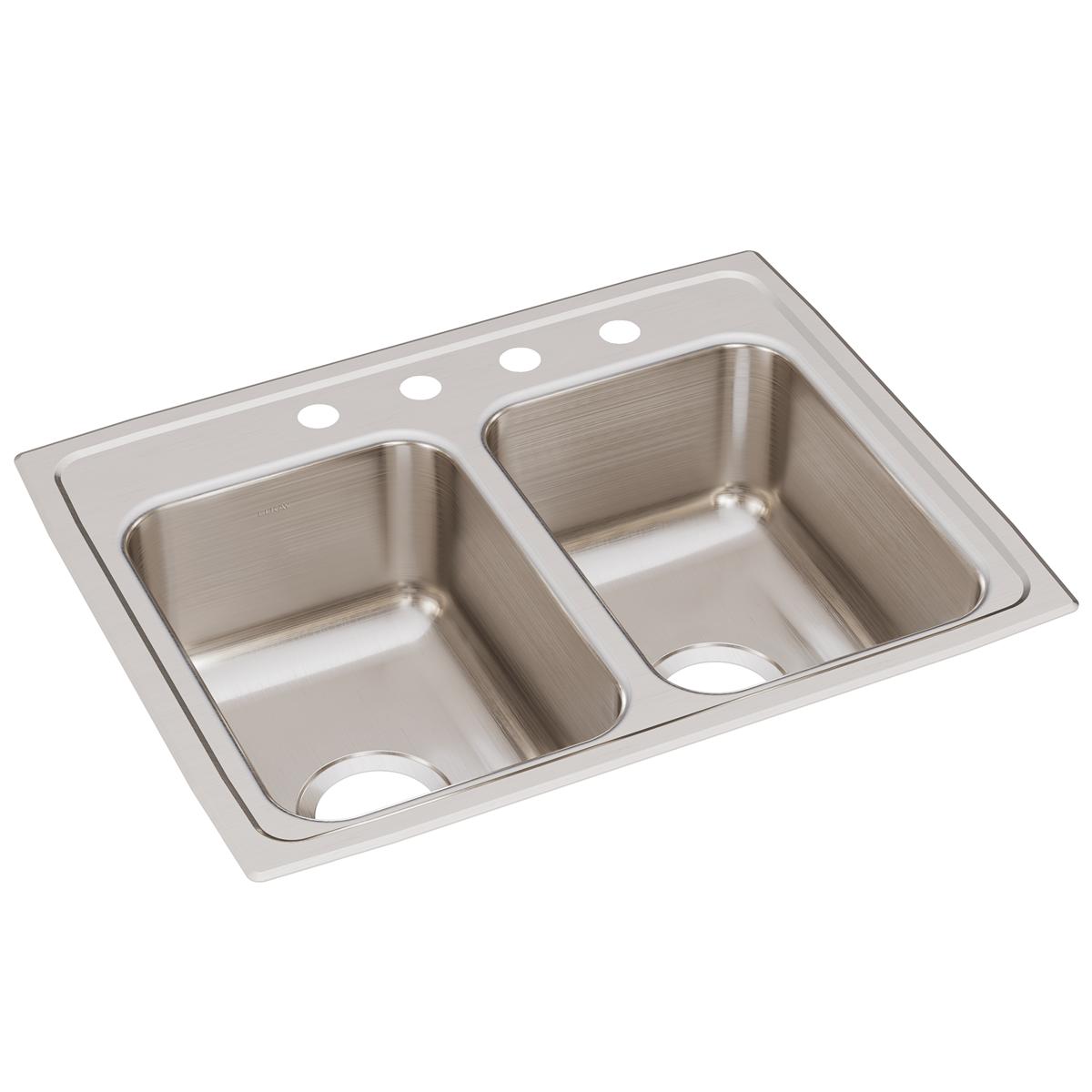 Elkay Lustertone Classic Premium Equal Double Bowl Drop - in Kitchen Sink with Quick - clip Mounting, Measuring 25 x 19 - 1/2 x 7 - 5/8 Inches