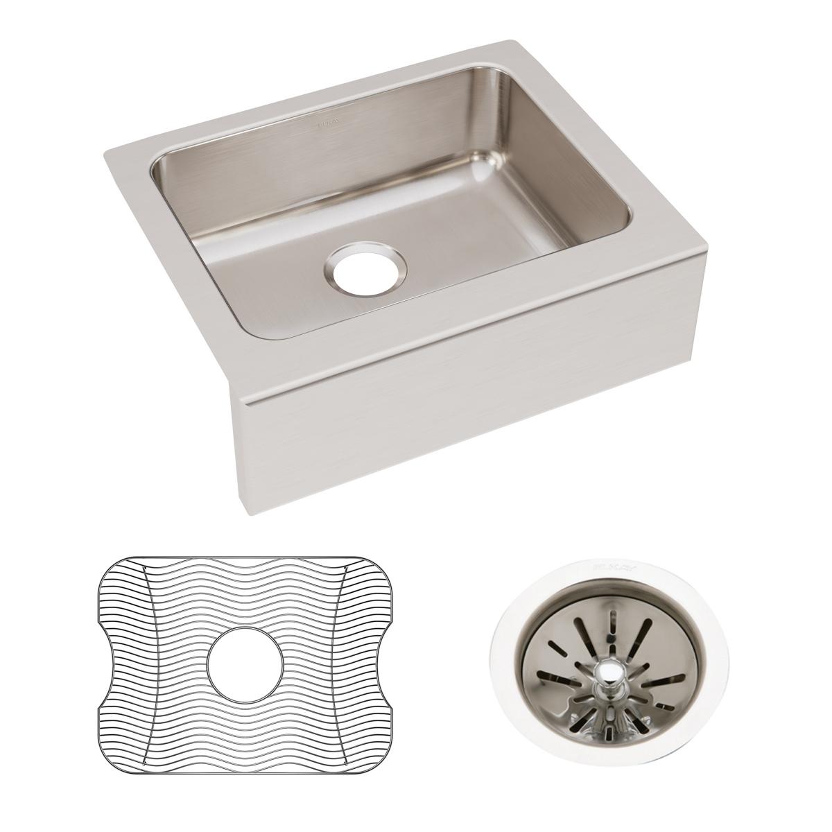 Elkay Lustertone Classic 25 x 20-1/2 x 7-7/8 Single Bowl Scratch-Resistant Farmhouse Sink Kit