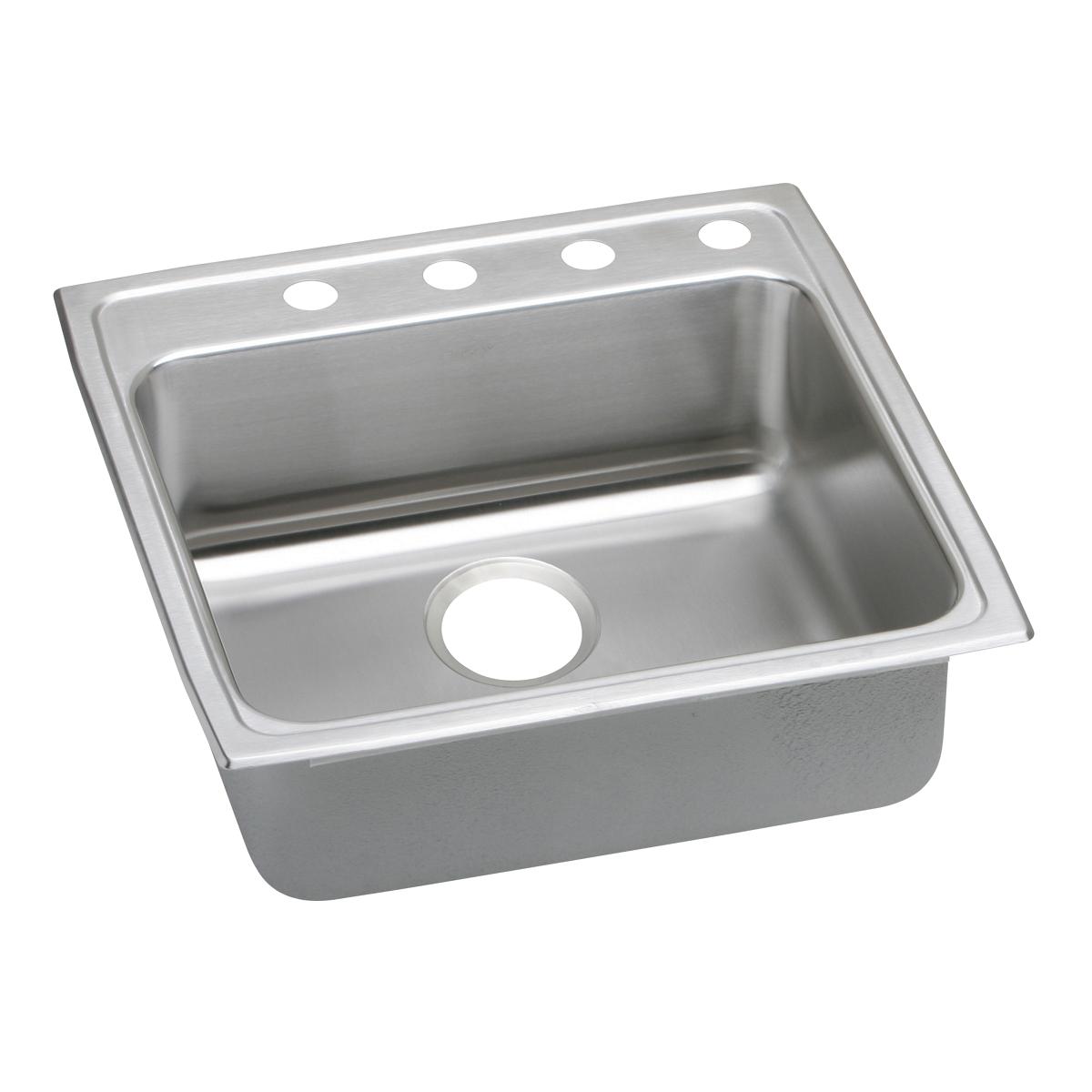 Elkay Lustertone Classic 22 Inches by 22 Inches by 6 Inches MR2-Hole Single Bowl Drop-in ADA-compliant Kitchen Sink with Quick-clip Installation System