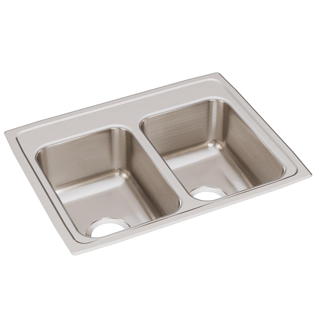 Elkay Lustertone Classic Stainless Steel Equal Double Bowl Drop - in Kitchen Sink with Dimensions of 25 x 19 - 1/2 x 7 - 5/8 Inches