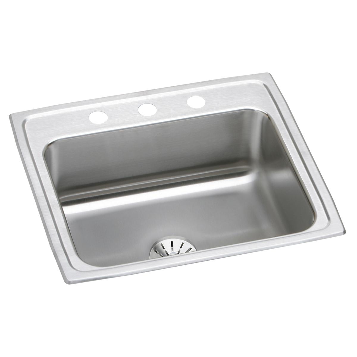 Elkay Lustertone Classic 22x19.5x7.625 MR2-Hole Single Bowl Drop-in Sink with Superior Drain