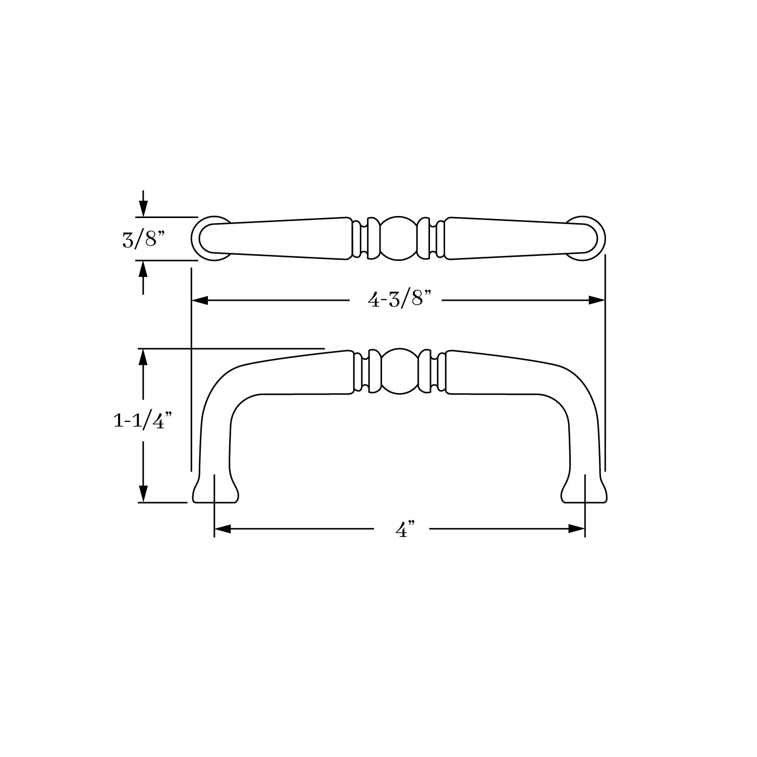 Exquisite Classic Brass Hutter 4-Inch Center-to-Center Cabinet Pull