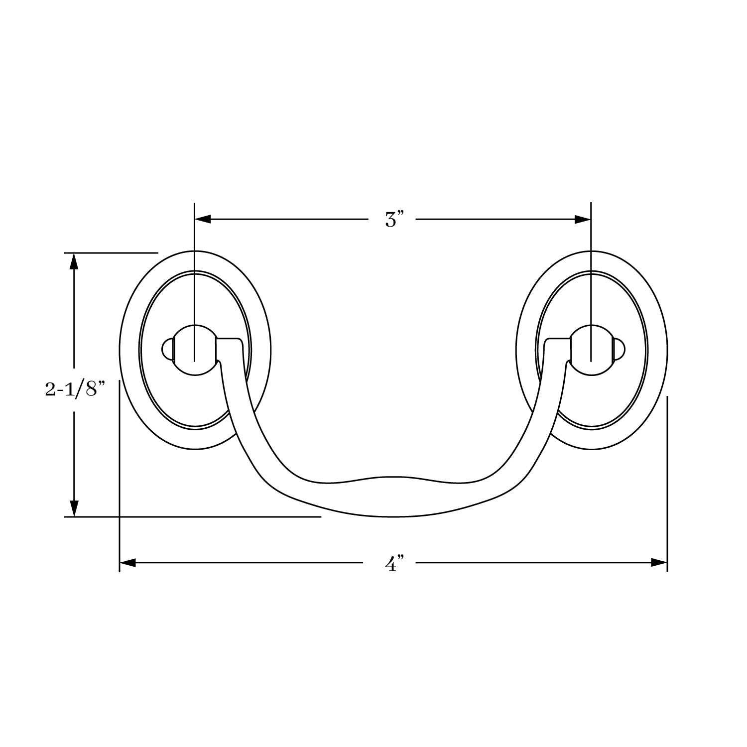 Elegant Solid Brass Hutter 3-Inch Center-to-Center Bail Pull