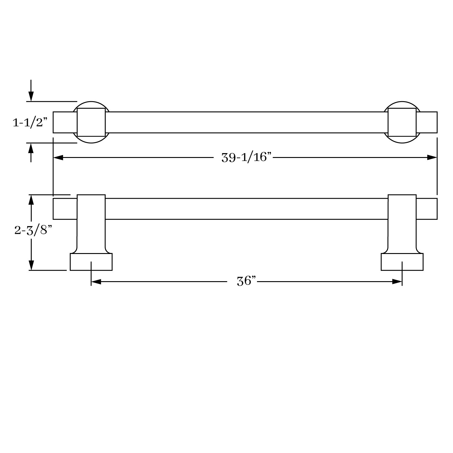 36-Inch Classic Brass Reverie Appliance Handle Pull for Kitchen and Appliances