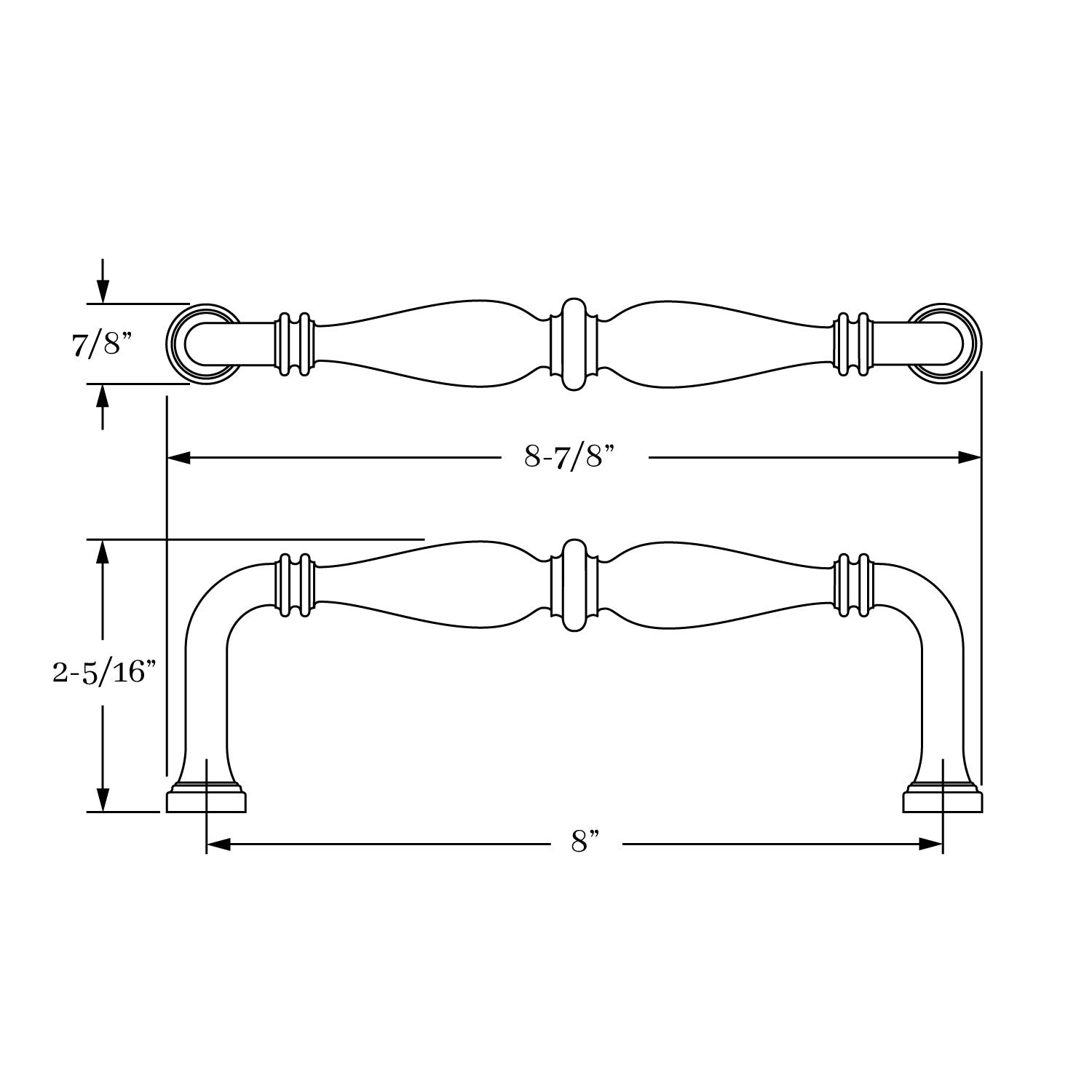 Elegant Classic Brass Hutter 8-Inch Center-to-Center Cabinet Pull for Home Decor