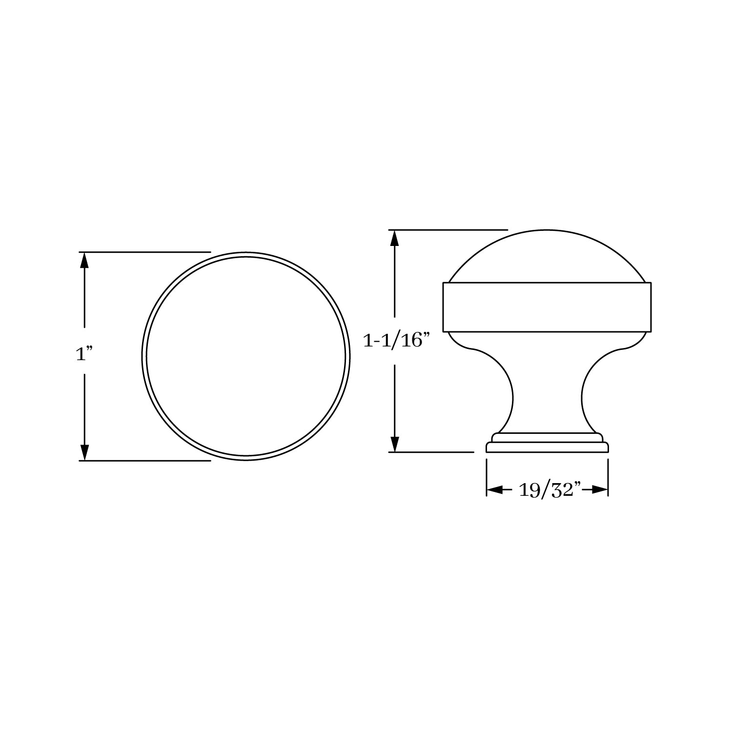 Exquisite Solid Brass 1-Inch Palmer Single Knob for Cabinets