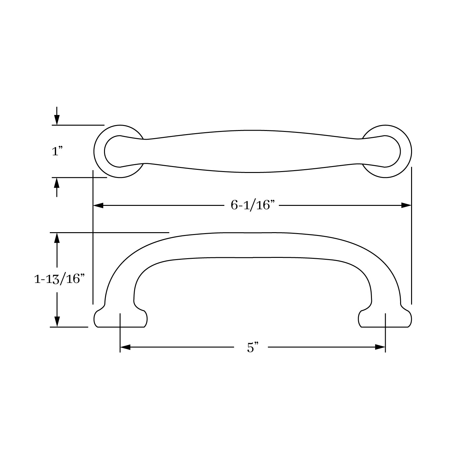 Elegant Classic Solid Brass Hutter 5-Inch Center-to-Center Cabinet and Drawer Pull
