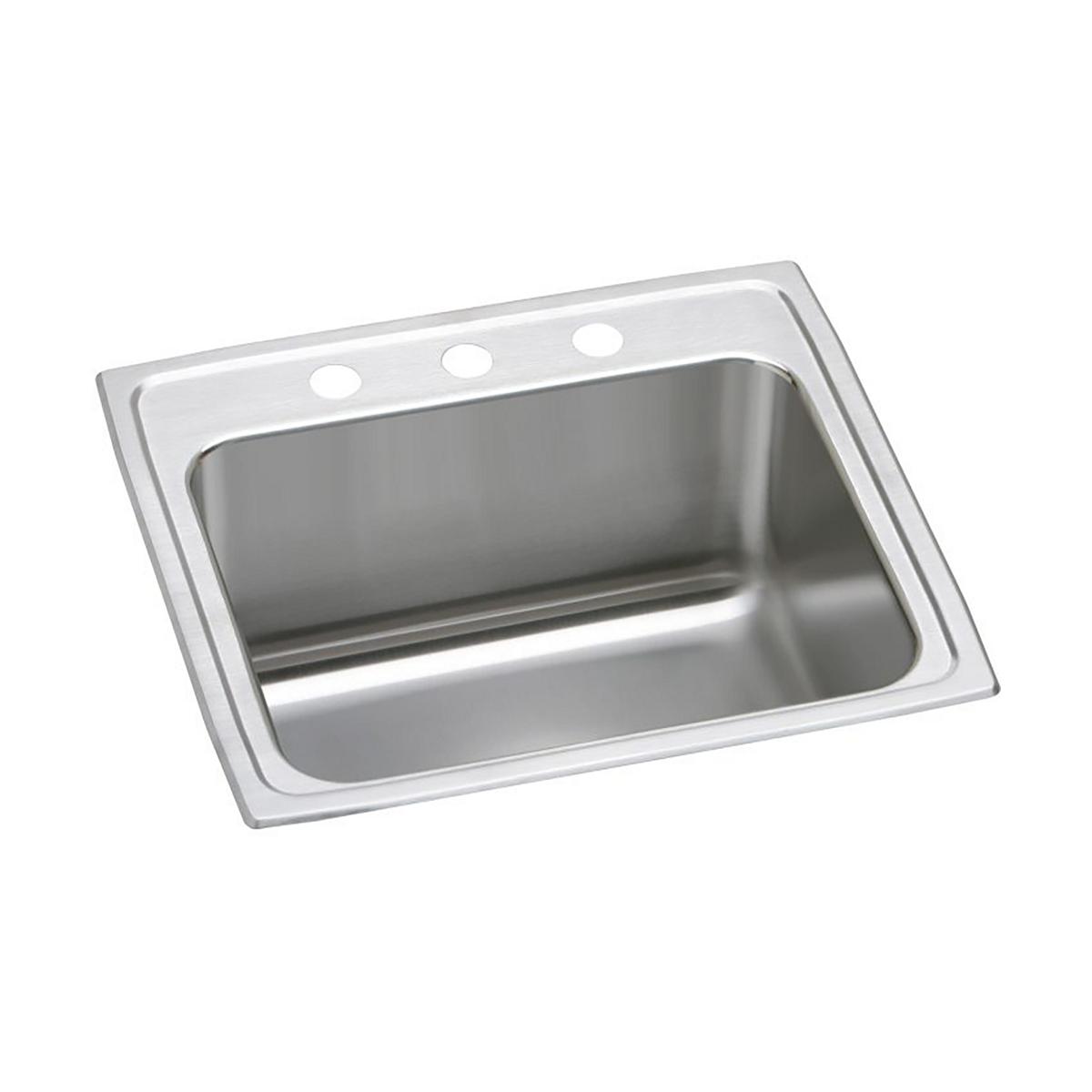 Elkay Lustertone Classic Single Bowl Drop - in Kitchen Sink with Ideal Drain, Dimensions: 25 x 21 - 1/4 x 10 - 1/8