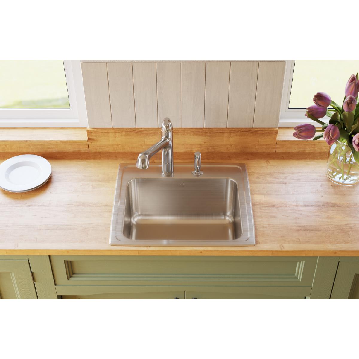 Elkay Lustertone Classic Single Bowl Drop - in Sink 22x19.5x10.125 with Perfect Drain