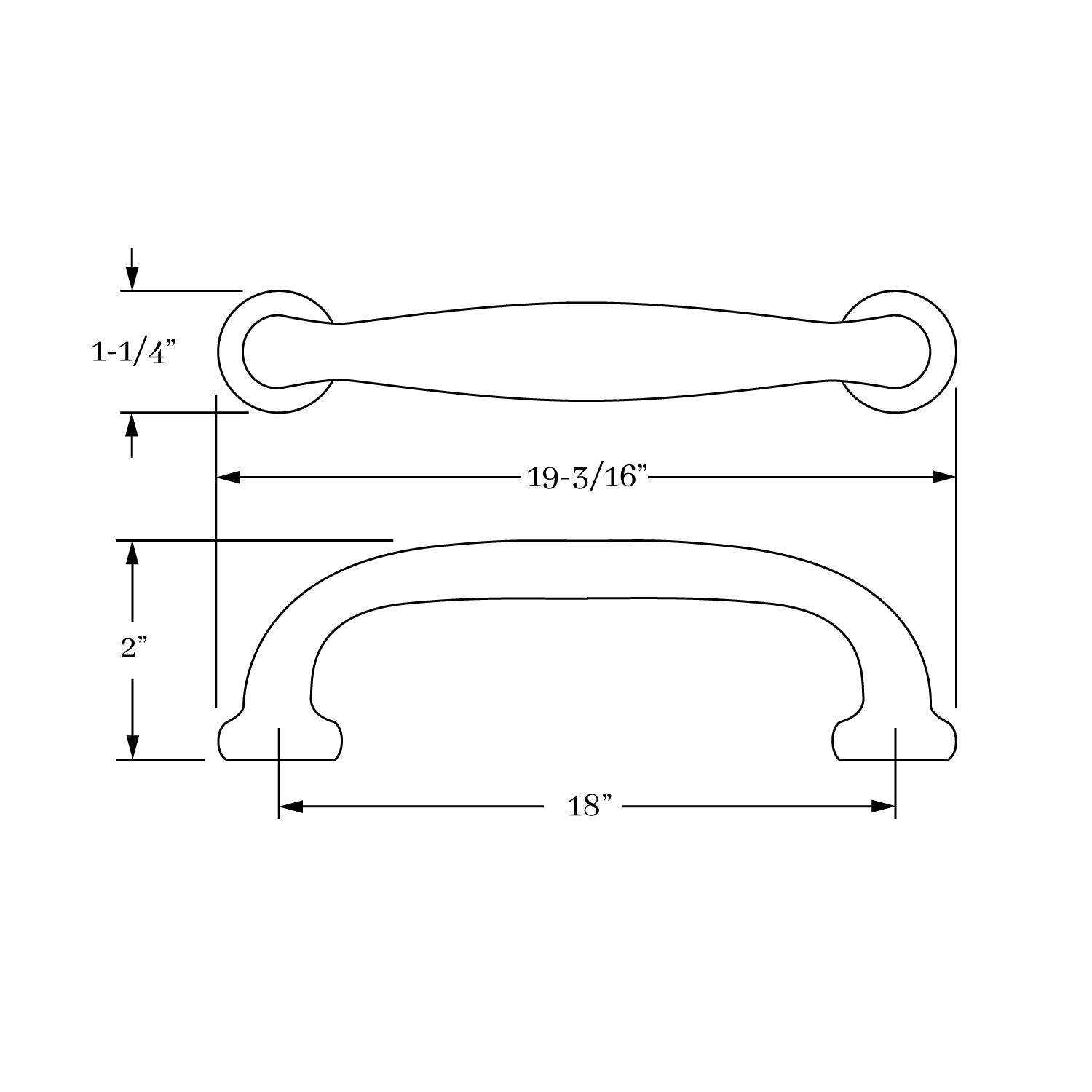 18-Inch Solid Brass Hutter Polished Classic Cabinet Pull