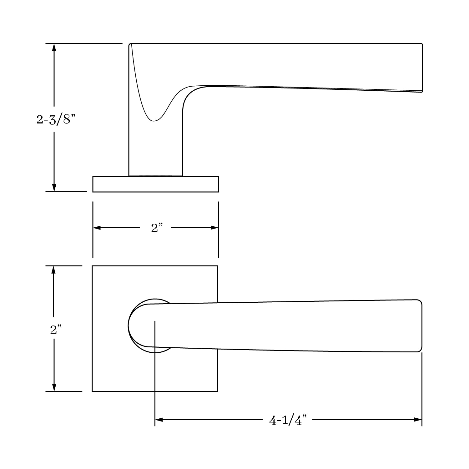 Classic Brass Après 1722 Interior Door Lever Set Equipped with Two 2 - Inch Rose Sets