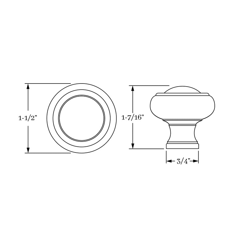 Exquisite Solid Brass Classic Chautauqua 1 1/2 - Inch Cabinet Knob
