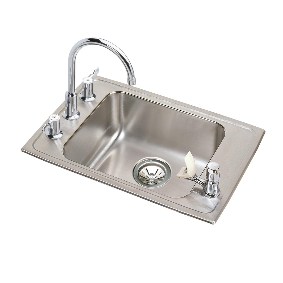Elkay Lustertone Classic Single Bowl Drop - in Classroom ADA - Compliant Sink Kit with 22 x 19 - 1/2 x 6 - 1/2 Dimensions