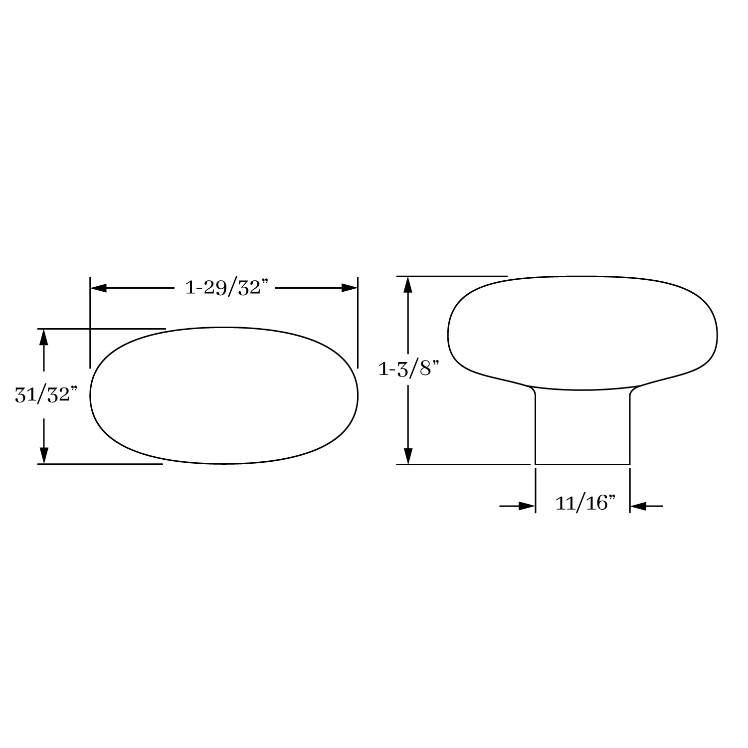 Elegant Solid Brass Montana Knob - 1-5/16 x 31/32 Size