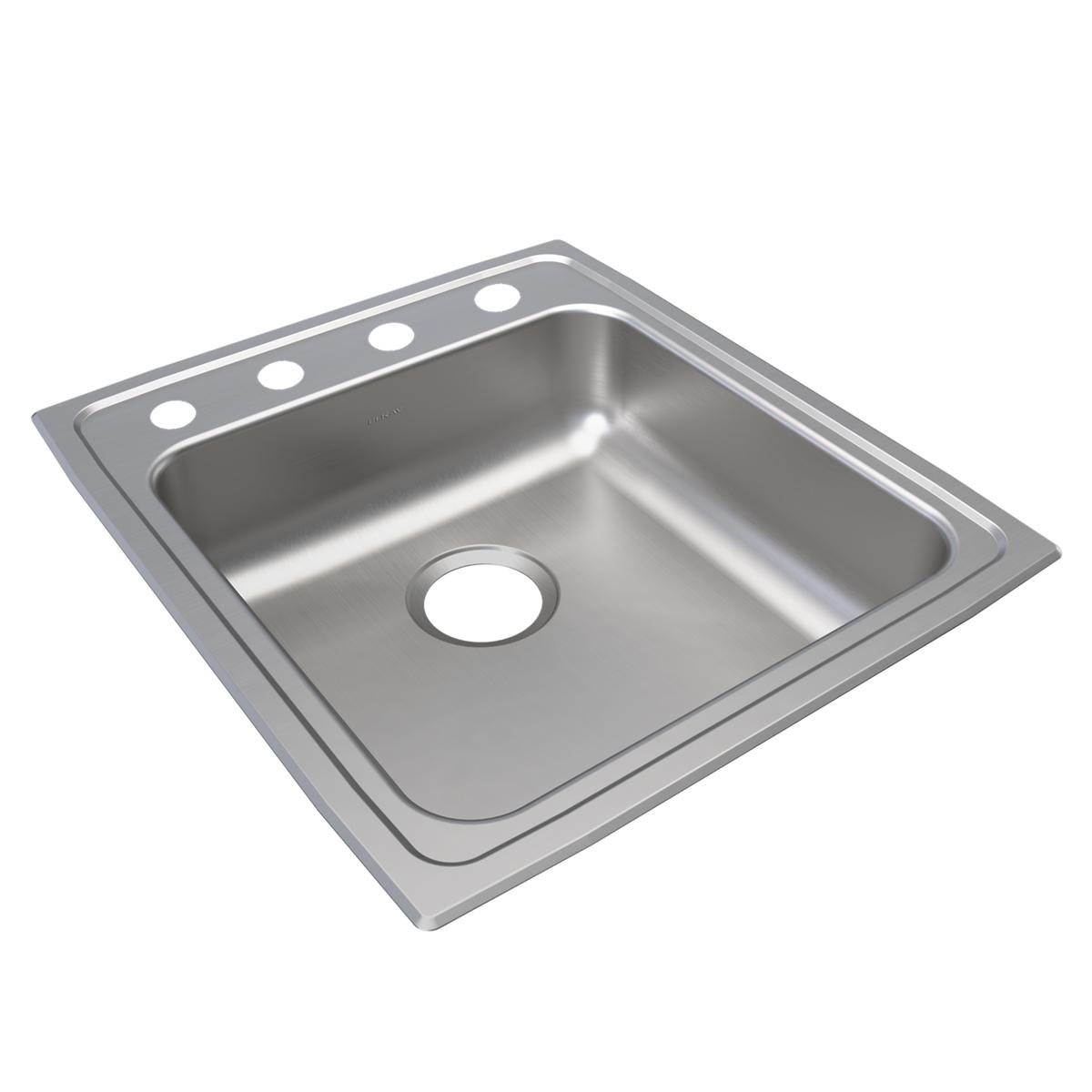 Elkay Lustertone Classic Single Bowl Drop - in ADA Sink, 19.5 x 22 x 6.5 Inches, 4 - Hole