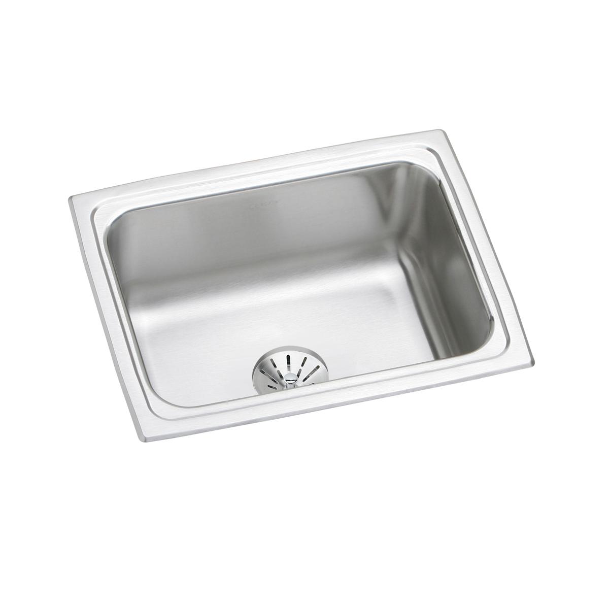 Elkay Lustertone Classic High - Quality Single Bowl Drop - in Kitchen Sink with Perfect Drain, Dimensions 25 Inches by 19.5 Inches by 10.125 Inches