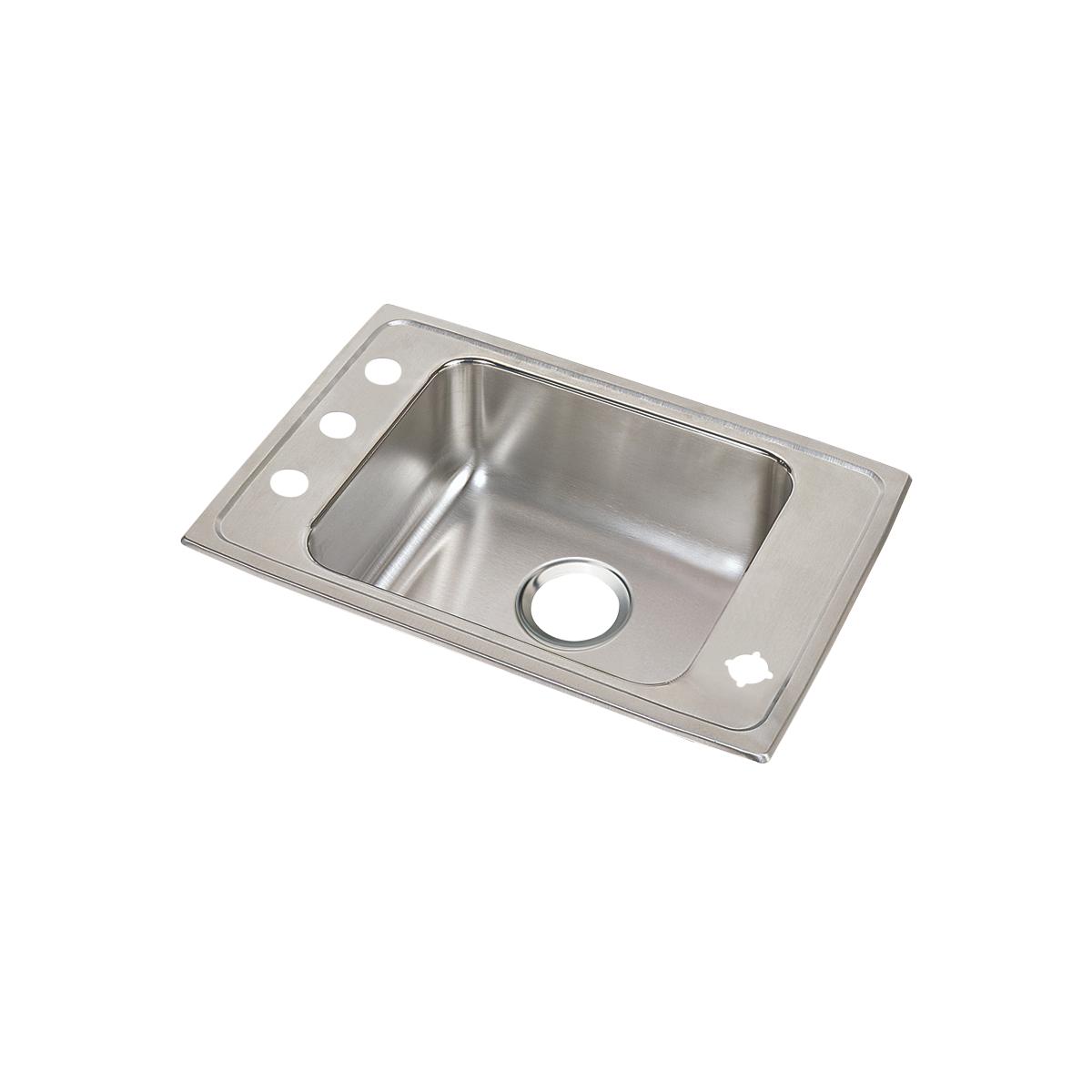Elkay Lustertone Classic Single Bowl Drop - in Sink for Classrooms, Measuring 25 Inches by 17 Inches by 7 and 5/8 Inches