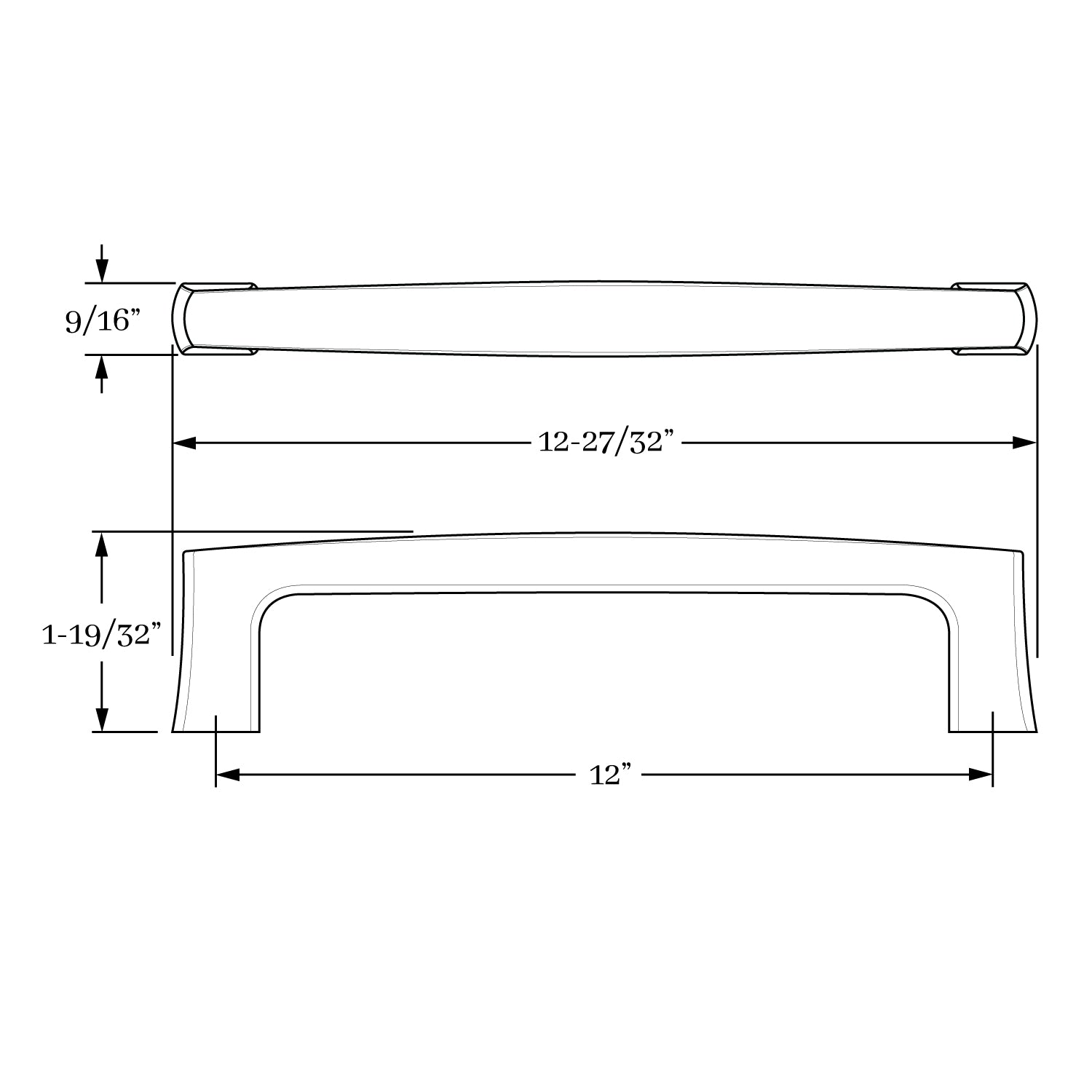 Classic Solid Brass Park Lane 12-Inch Center-to-Center Cabinet and Drawer Pull