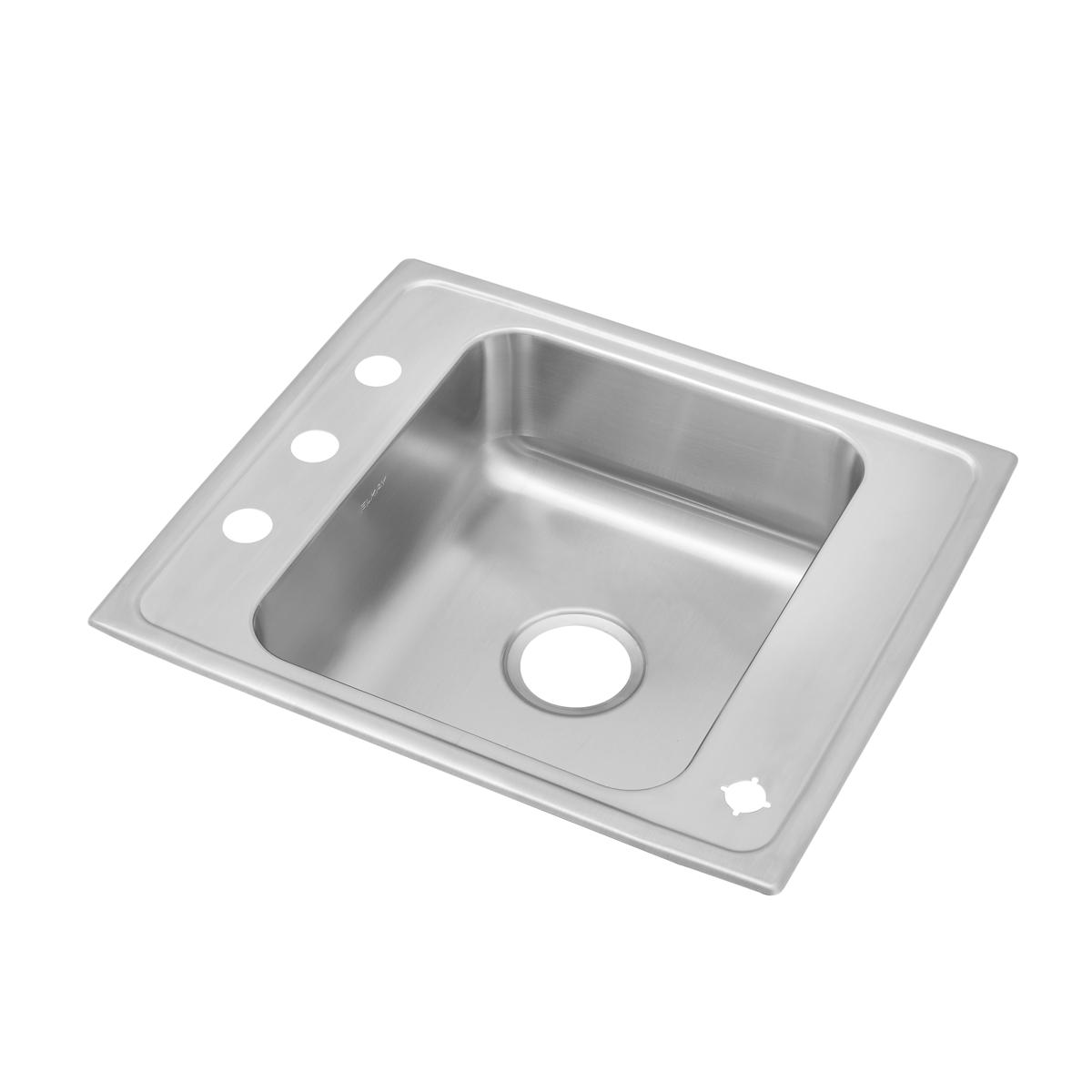 Elkay Lustertone Classic Single Bowl Drop - in Classroom Sink, Measuring 22 Inches by 19.5 Inches by 7.5 Inches