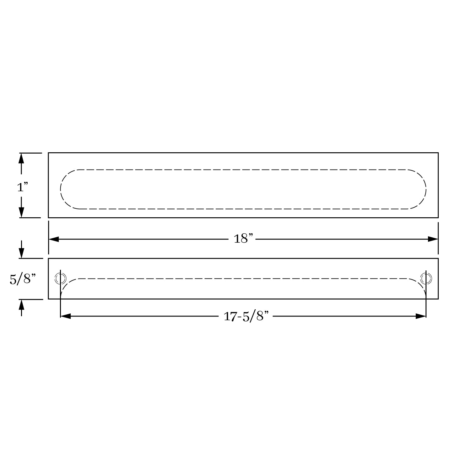 Classic Solid Brass Portside 18-Inch Surface Cabinet Pull for Furniture and Cabinetry