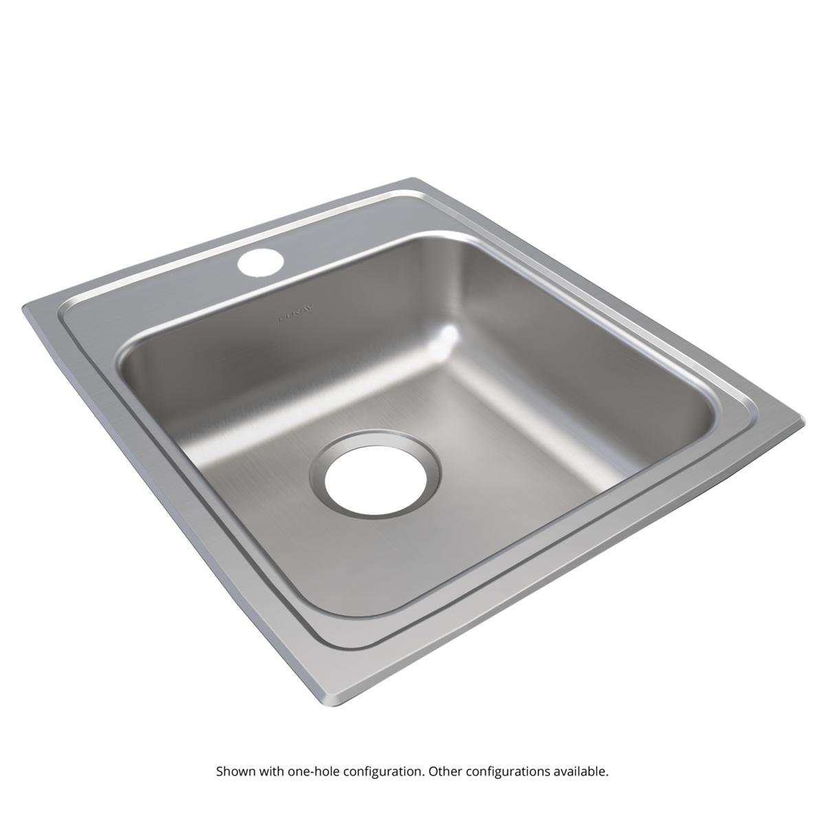 Elkay Lustertone Classic Drop - in Single Bowl ADA - Compliant Sink with 17 Inches by 20 Inches by 6.5 Inches Dimensions and MR2 - Hole Configuration