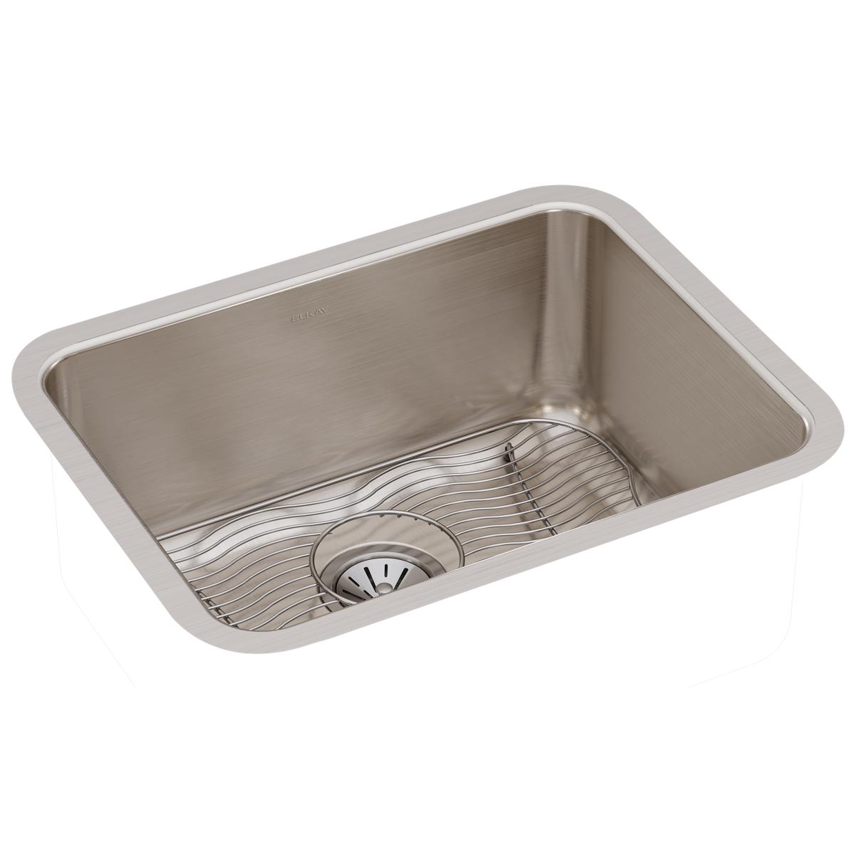 Elkay Lustertone Classic Single Bowl Undermount Kitchen Sink Kit with Dimensions of 23-1/2 x 18-1/4 x 10 Inches