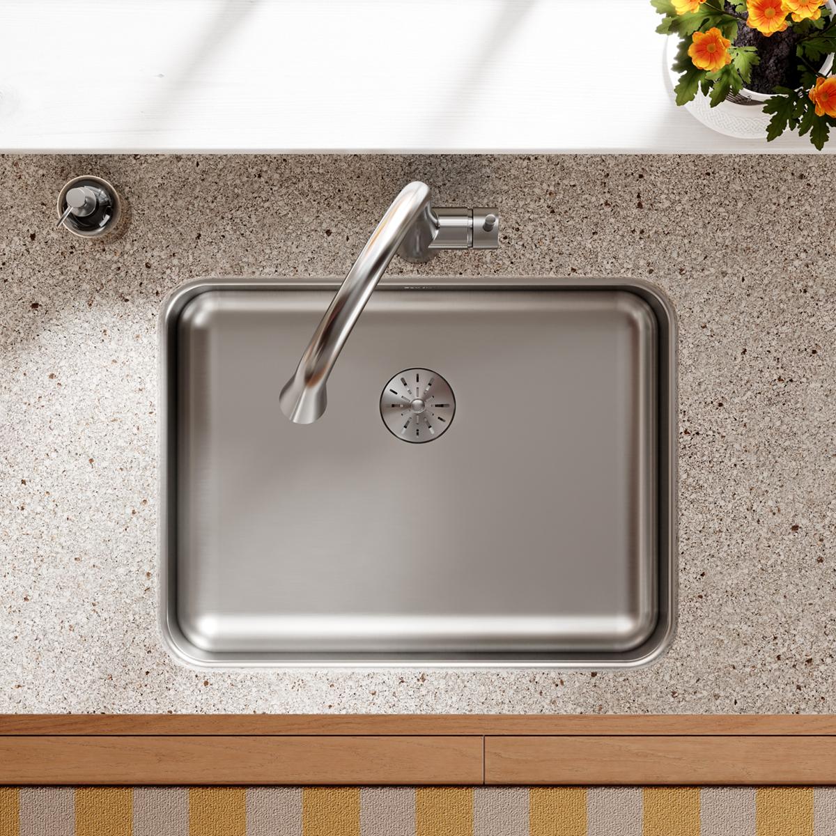 Elkay Lustertone Classic 23.5 x 18.25 x 5.4 Single Bowl Undermount ADA Sink with Perfect Drain for Hygienic Use