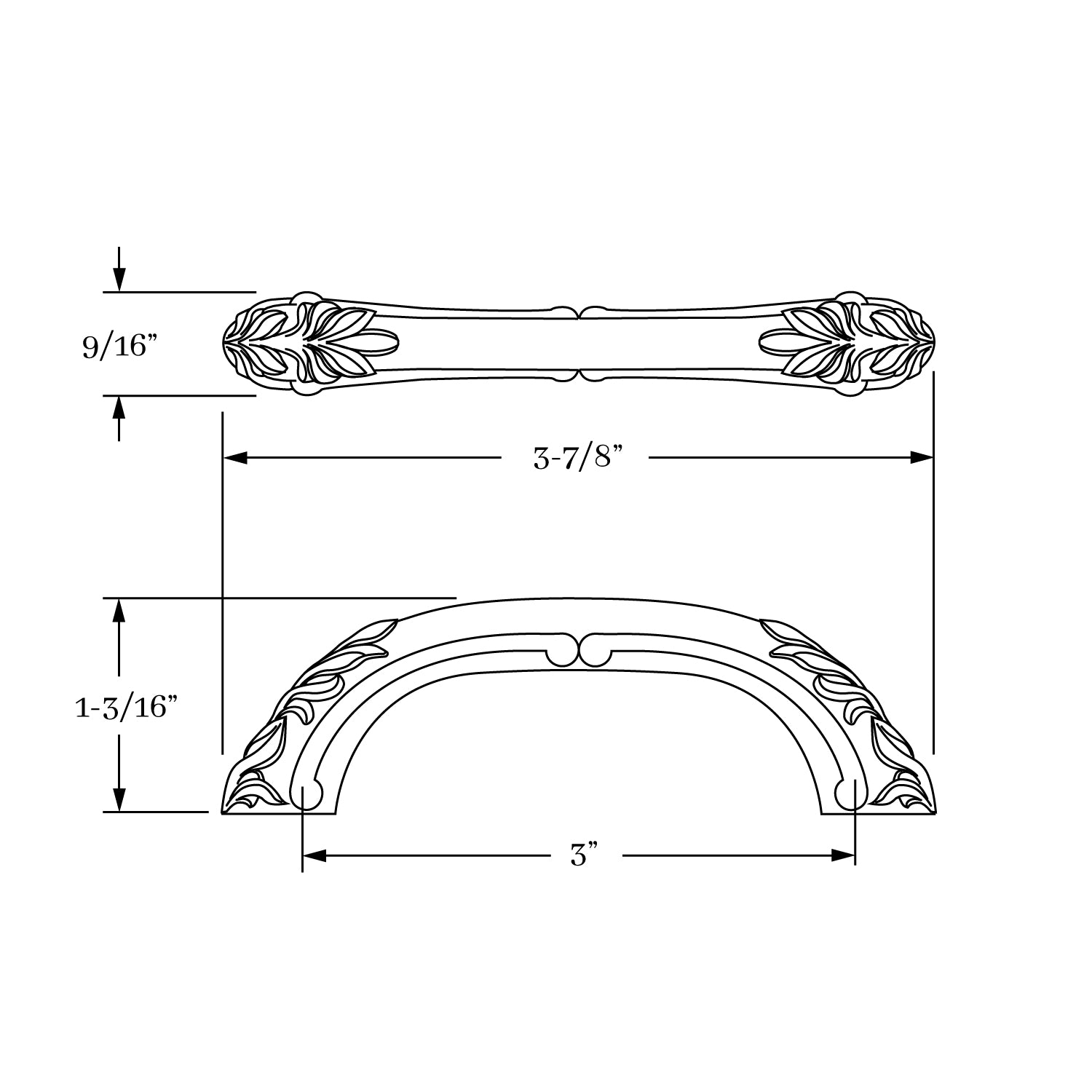 Hyde Park Solid Brass 3-Inch Center-to-Center Classic Cabinet Pull
