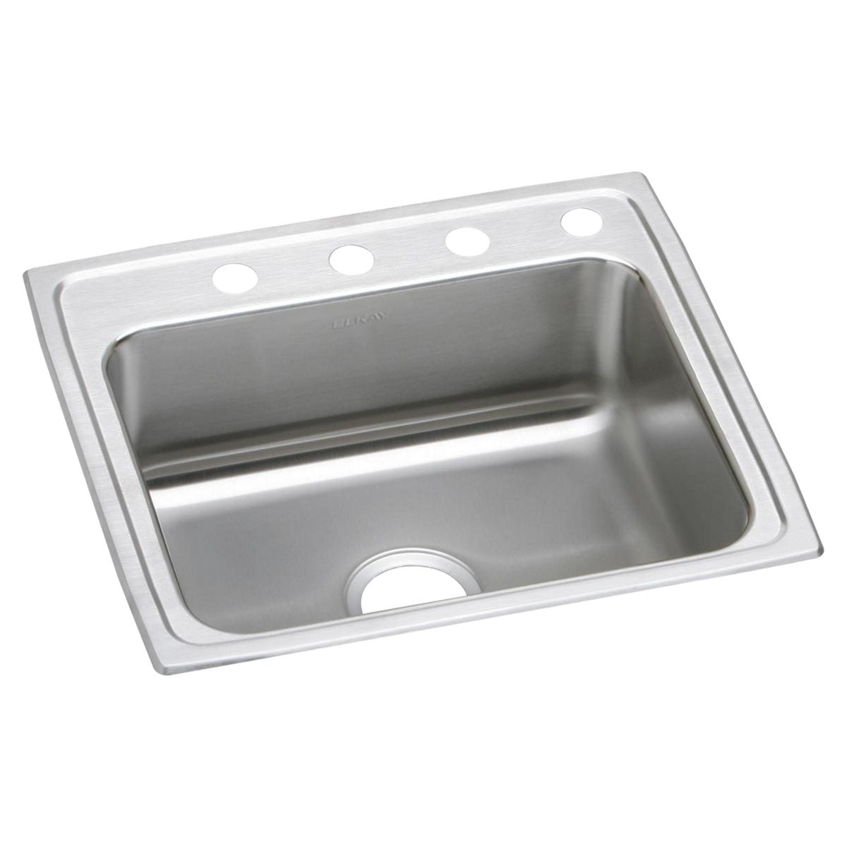 Elkay Lustertone Classic Single Bowl Drop - in Stainless Steel Kitchen Sink, Dimensions: 22 x 19 - 1/2 x 7 - 5/8 Inches