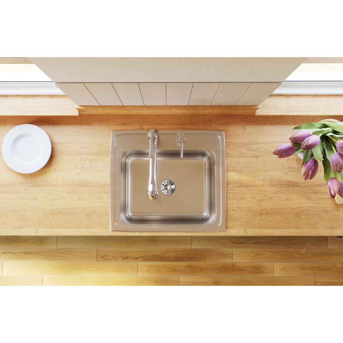 Elkay Lustertone Classic Single Bowl Drop - in Sink 22x19.5x10.125 with Perfect Drain