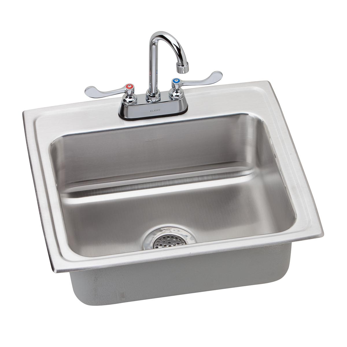 Elkay Lustertone Classic 22x19.5x7.625 Single Bowl Drop - in Sink with Faucet Kit