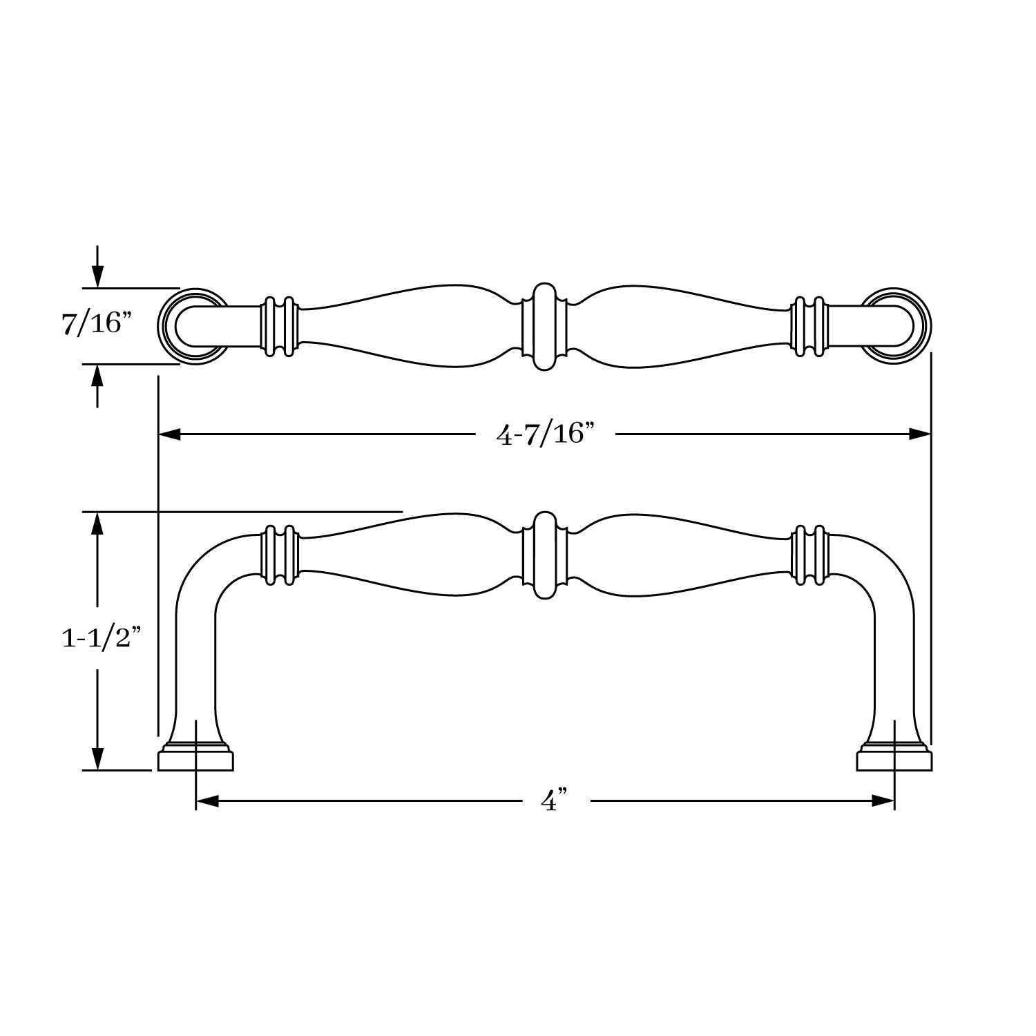Classic Brass Hutter 4-Inch Center-to-Center Cabinet Pull - A Timeless and Elegant Hardware Piece