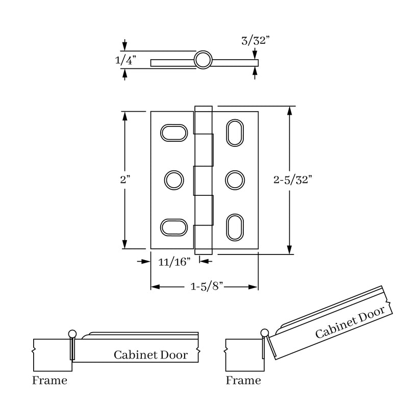 Exquisite Solid Brass Mortise Hinge with Button - Finial Design