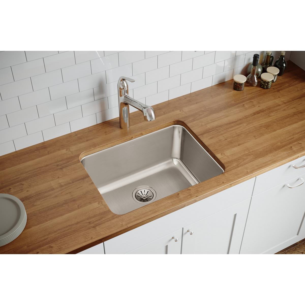 Elkay Lustertone Classic Single Bowl Undermount Kitchen Sink with Dimensions of 23-1/2 Inches by 18-1/4 Inches by 10 Inches