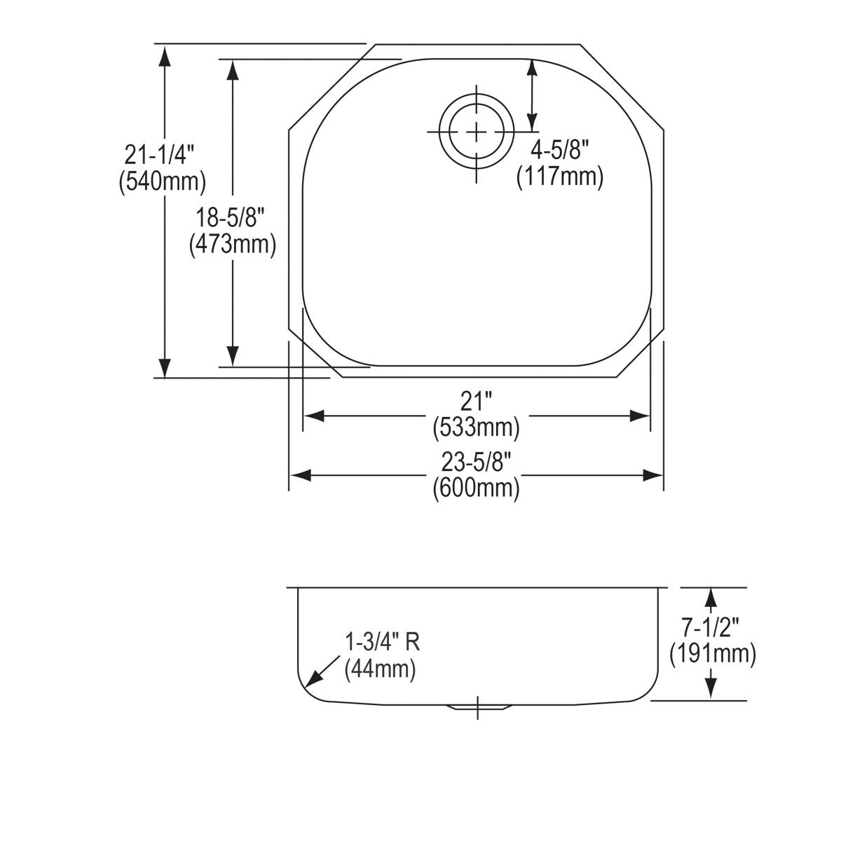 Elkay Lustertone Classic Single Bowl Undermount Sink Kit - 23-5/8 x 21-1/4 x 7-1/2, Durable & Elegant