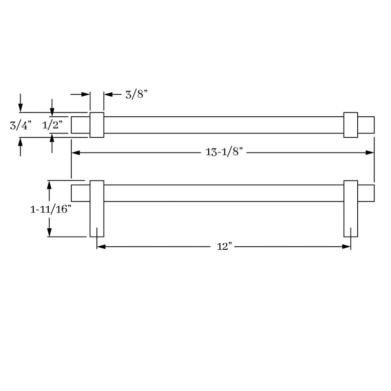 Classic Solid Brass Aspen Cabinet Pull with 12-Inch Grip and 1/2-Inch Width