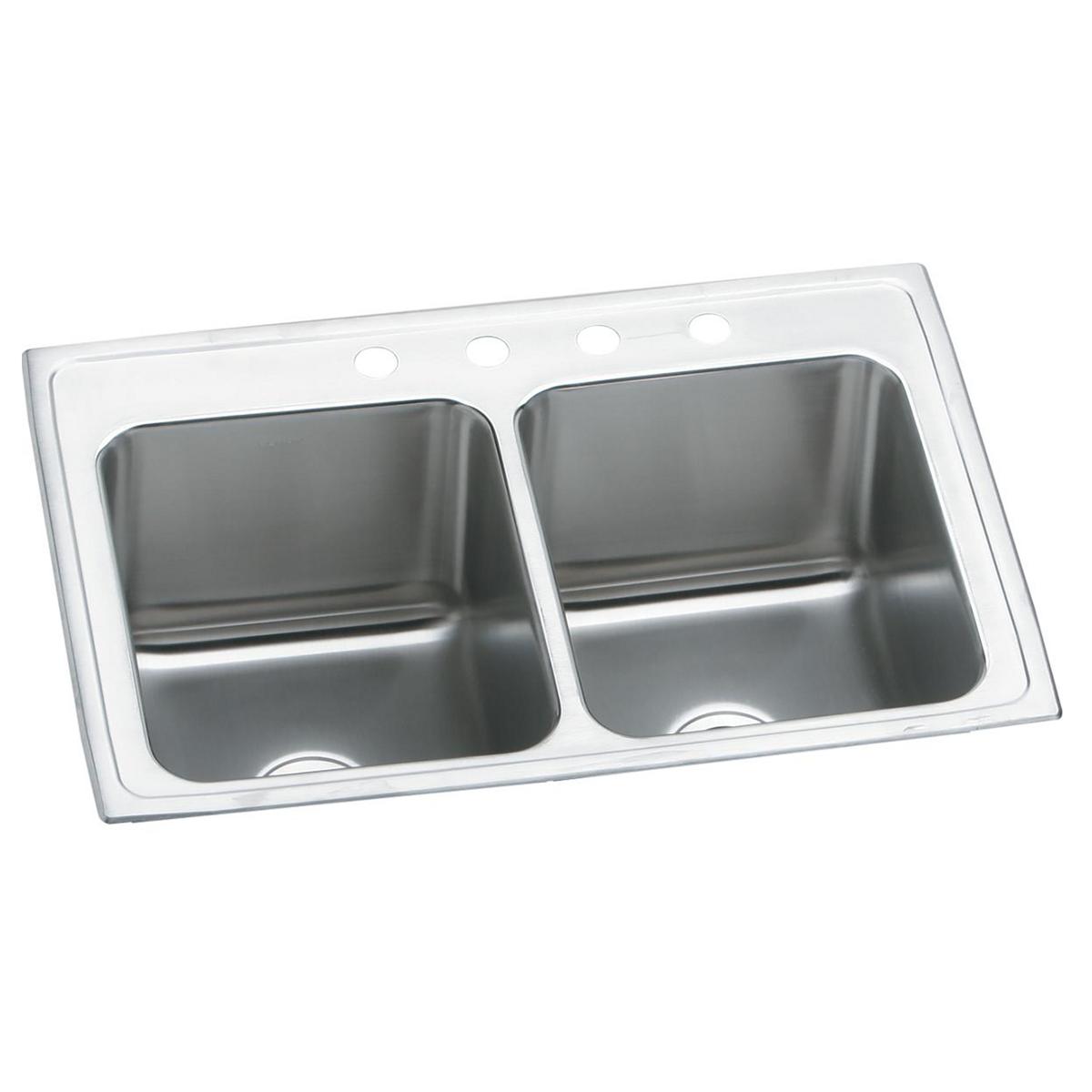 Elkay Lustertone Classic Premium Equal Double Bowl Drop - in Kitchen Sink, Dimensions: 25 x 19 - 1/2 x 10 - 1/8 Inches