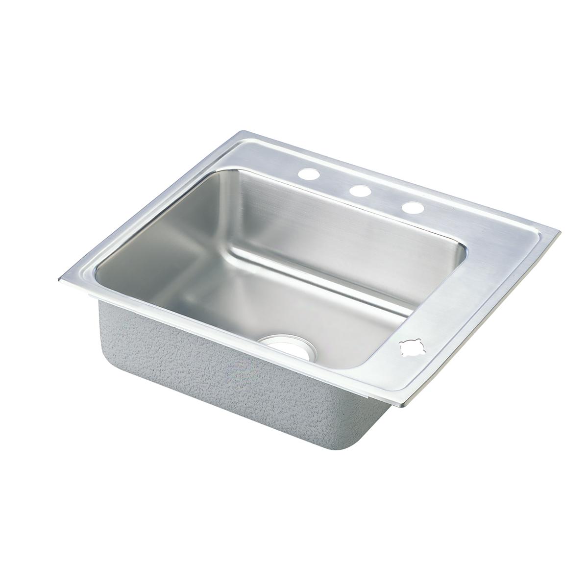 Elkay Lustertone Classic Single Bowl Drop - in Classroom Sink with Quick - clip, Measuring 22 Inches by 19.5 Inches by 7.5 Inches
