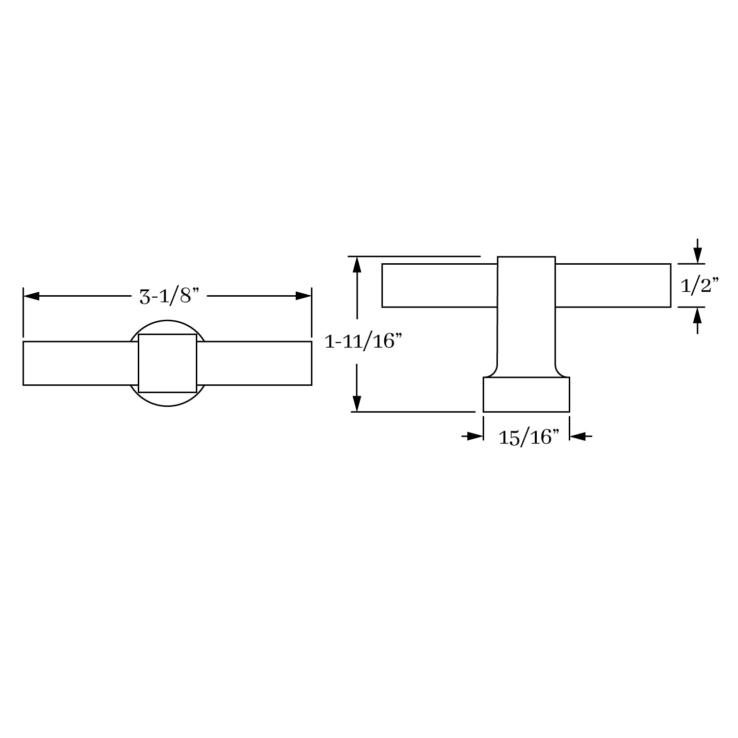 Large-Sized Classic Brass Reverie Square T Pull for Elegant Interiors